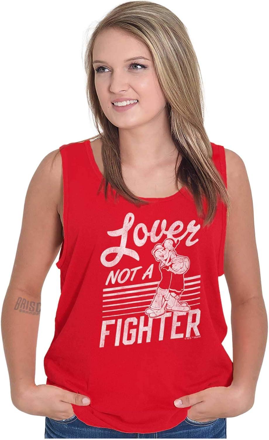 imagePopeye The Sailor Loves Not a Fighter Tank Top T Shirts Men WomenRed