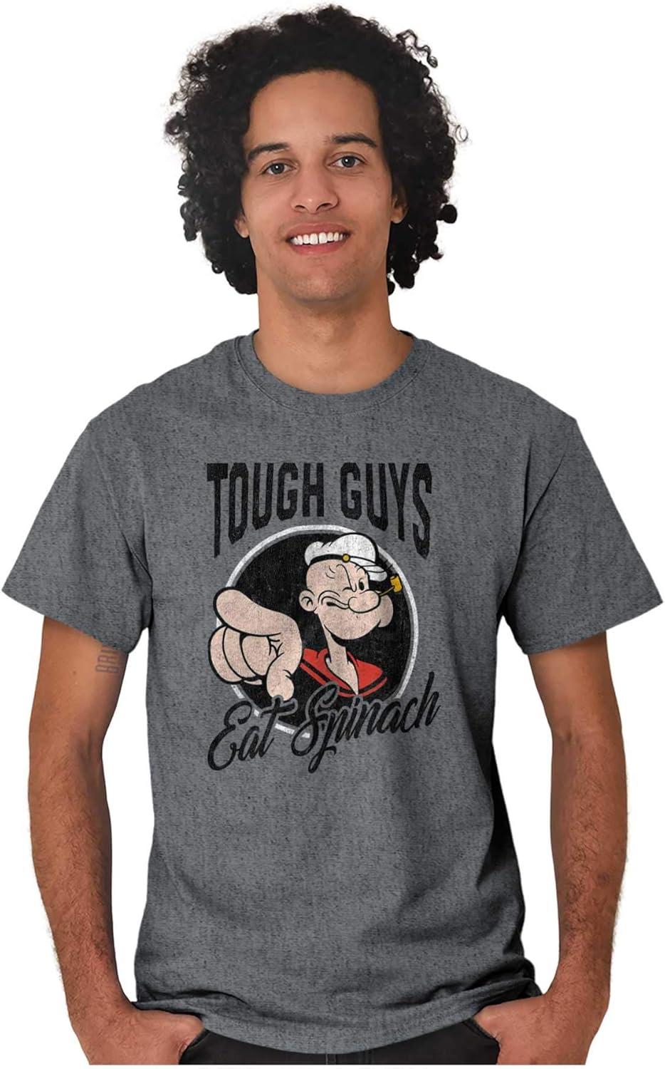 imagePopeye Tough Guys Eat Spinach Funny Mens Graphic T Shirt TeesGraphite Heather
