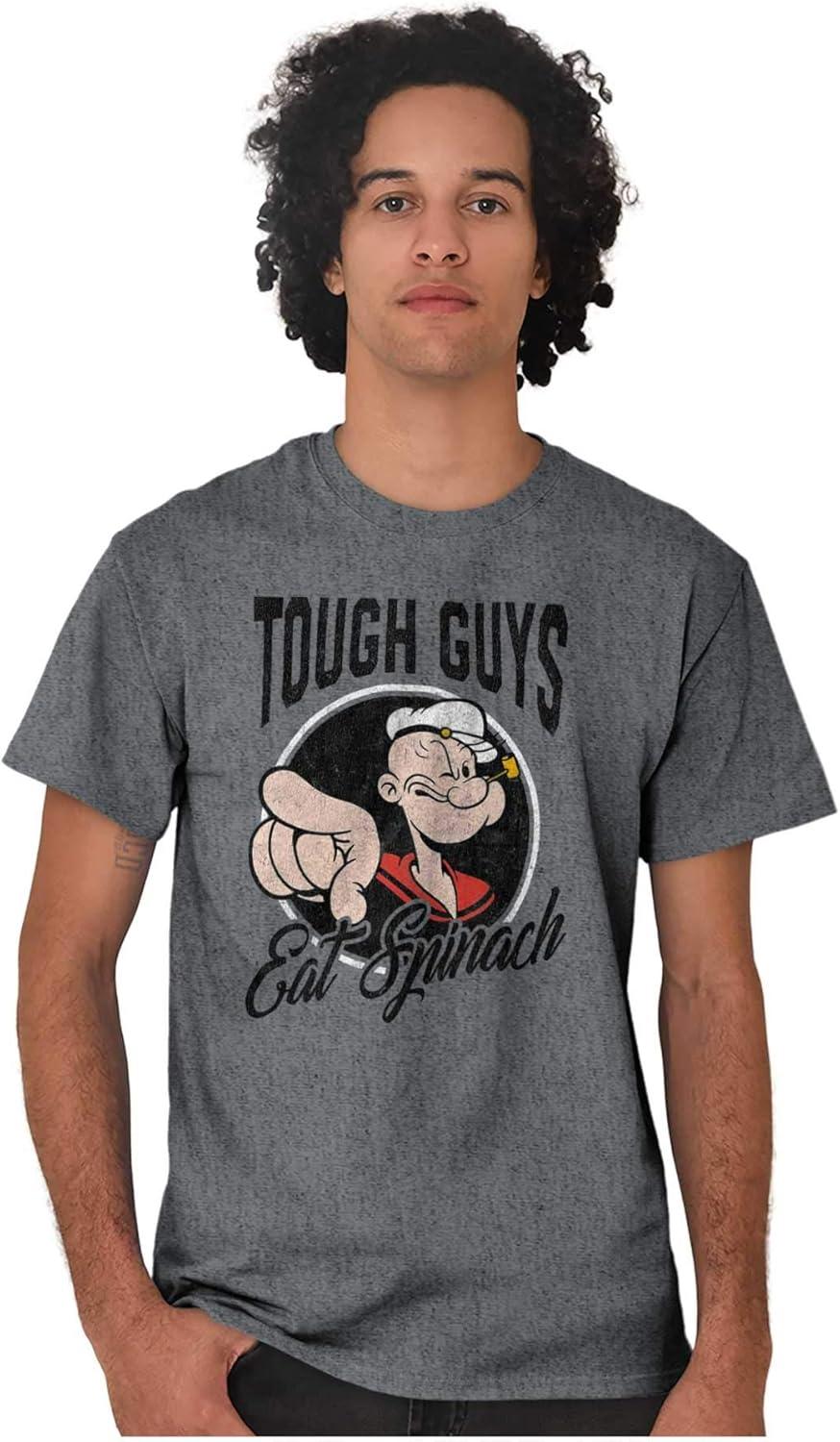 imagePopeye Tough Guys Eat Spinach Funny Mens Graphic T Shirt TeesGraphite Heather