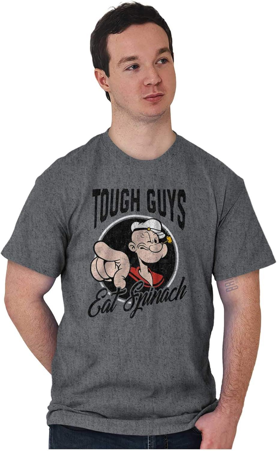 imagePopeye Tough Guys Eat Spinach Funny Mens Graphic T Shirt TeesGraphite Heather