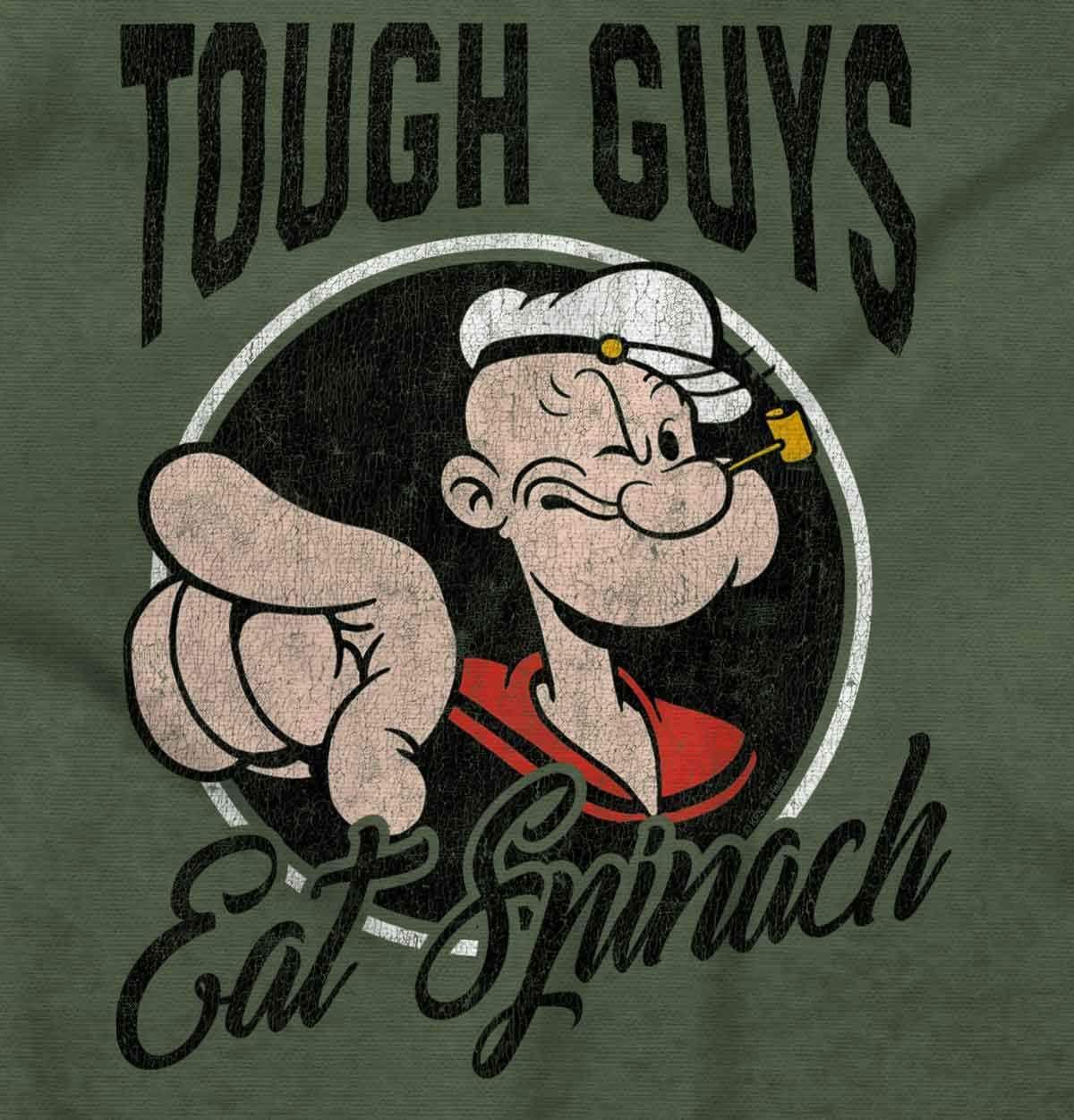 imagePopeye Tough Guys Eat Spinach Funny Mens Graphic T Shirt TeesMilitary Green