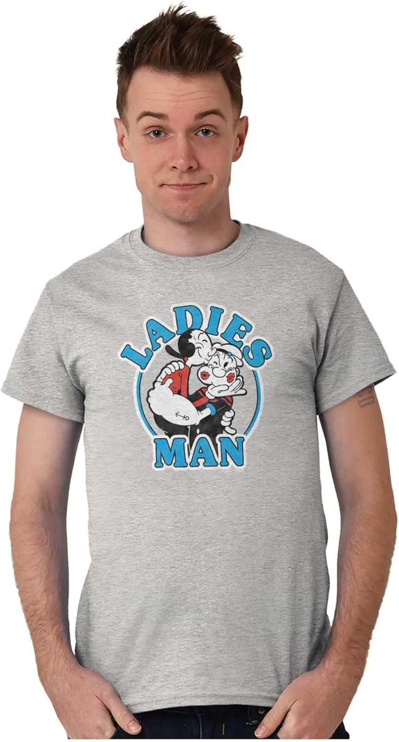 imagePopeye and Olive OYL Ladies Man Funny Mens Graphic T Shirt TeesSport Grey