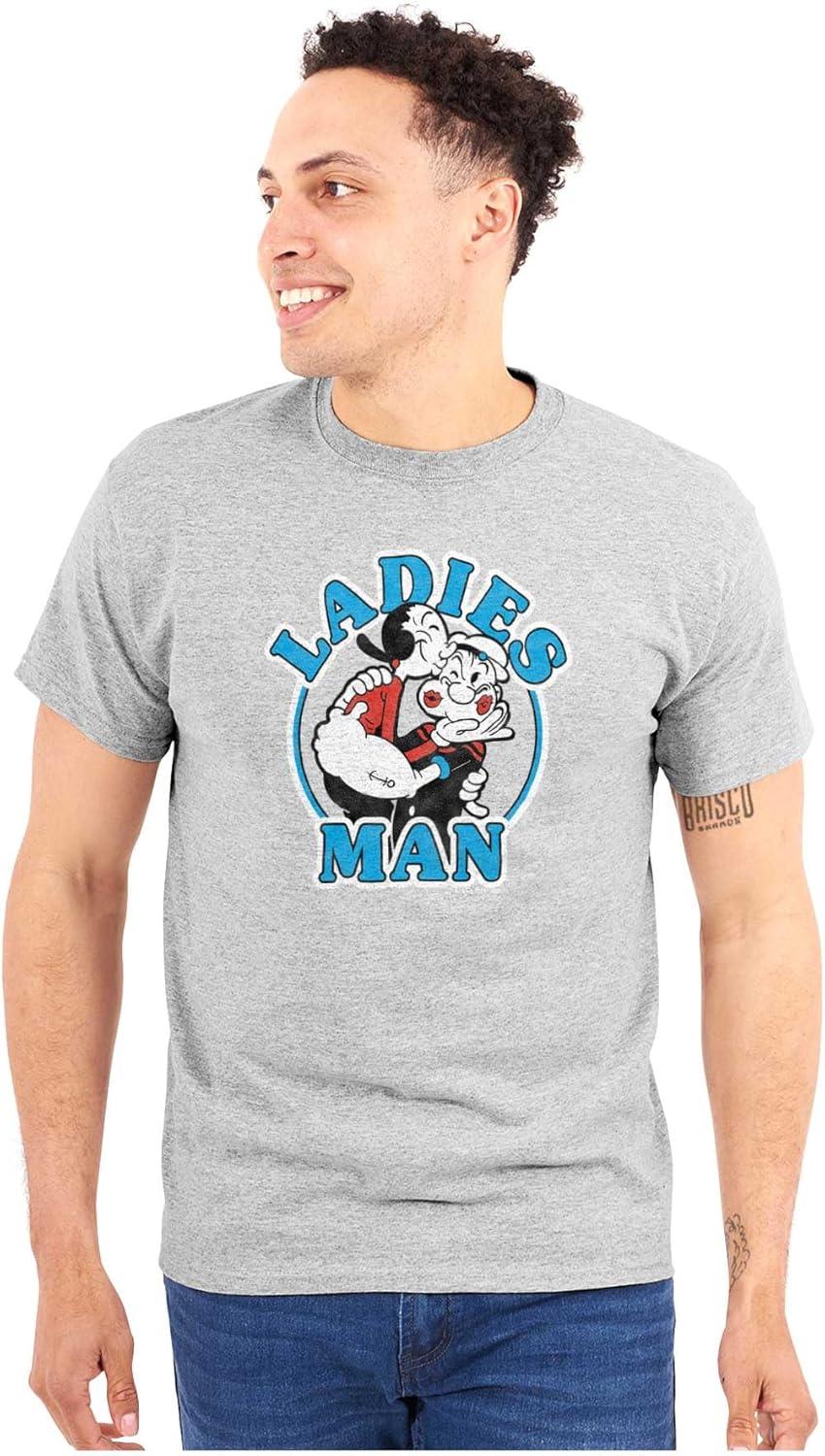 imagePopeye and Olive OYL Ladies Man Funny Mens Graphic T Shirt TeesSport Grey
