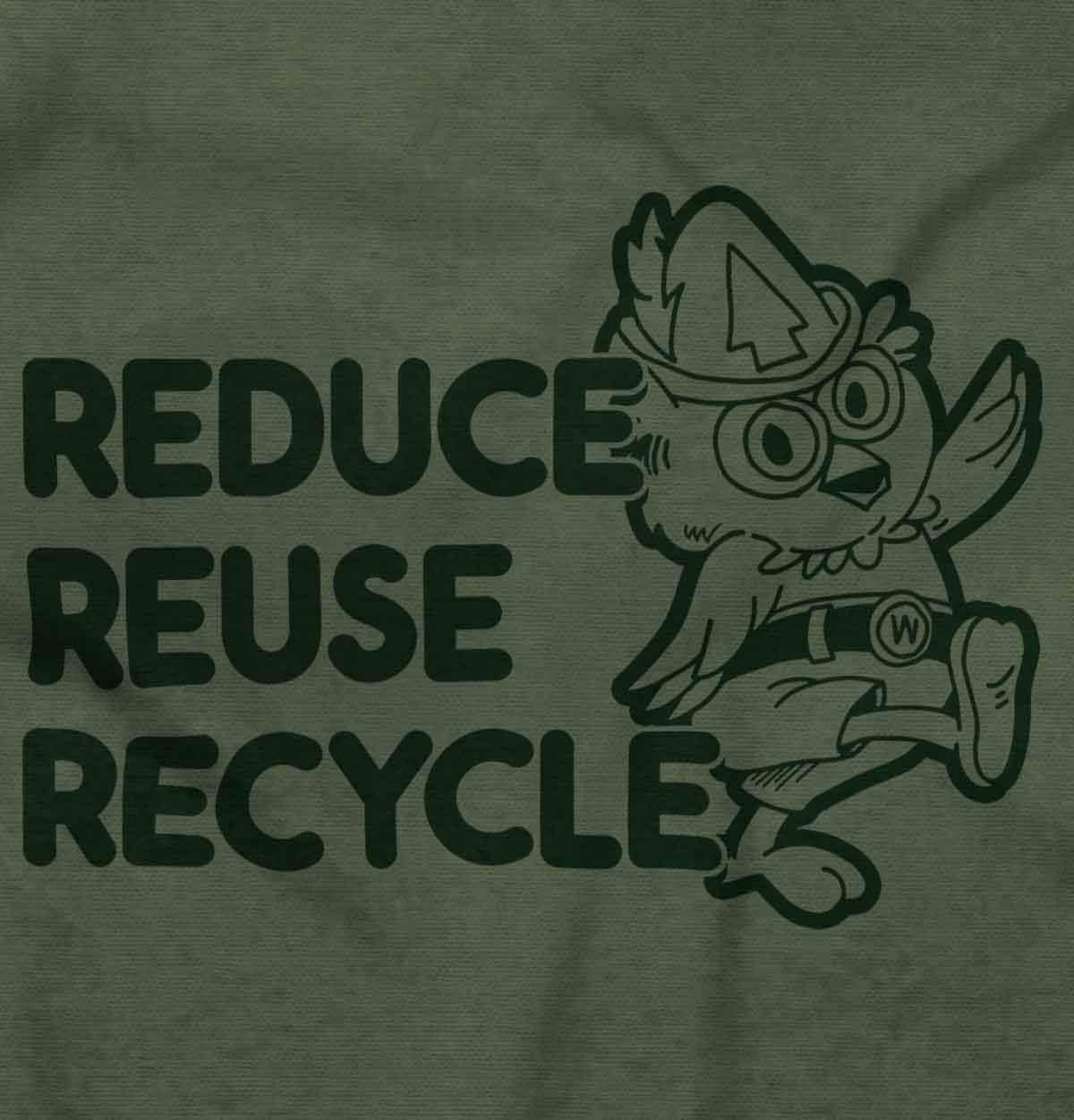 imageReduce Reuse Recycle Woodsy Owl Graphic T Shirt Men or WomenMilitary Green