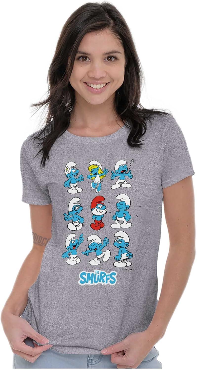 imageSmurfs Squad Papa Smurfette Cartoon Womens Slim Fit Graphic TeeSport Grey