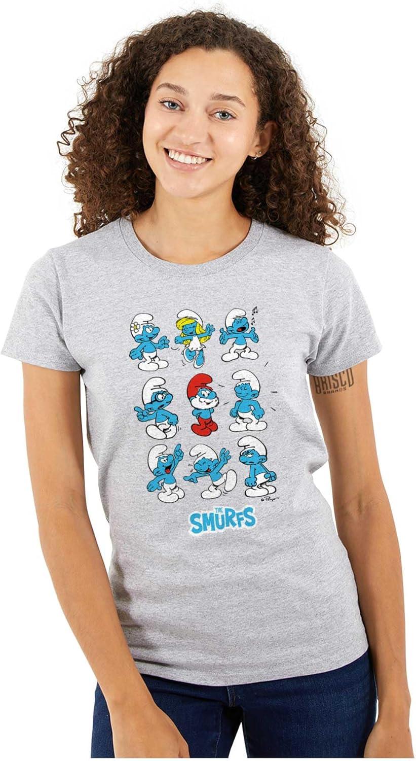 imageSmurfs Squad Papa Smurfette Cartoon Womens Slim Fit Graphic TeeSport Grey