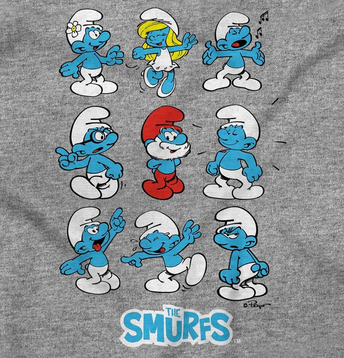 imageSmurfs Squad Papa Smurfette Cartoon Womens Slim Fit Graphic TeeSport Grey