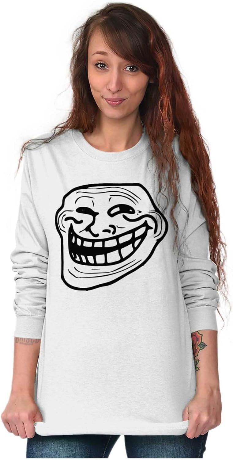 imageTroll Face Original Meme Smile Mad Long Sleeve Tshirt Men WomenWhite