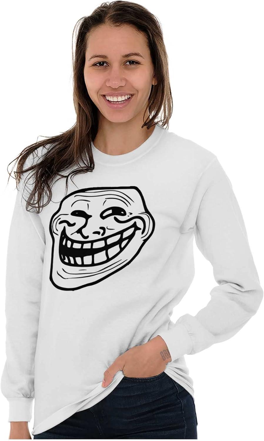 imageTroll Face Original Meme Smile Mad Long Sleeve Tshirt Men WomenWhite