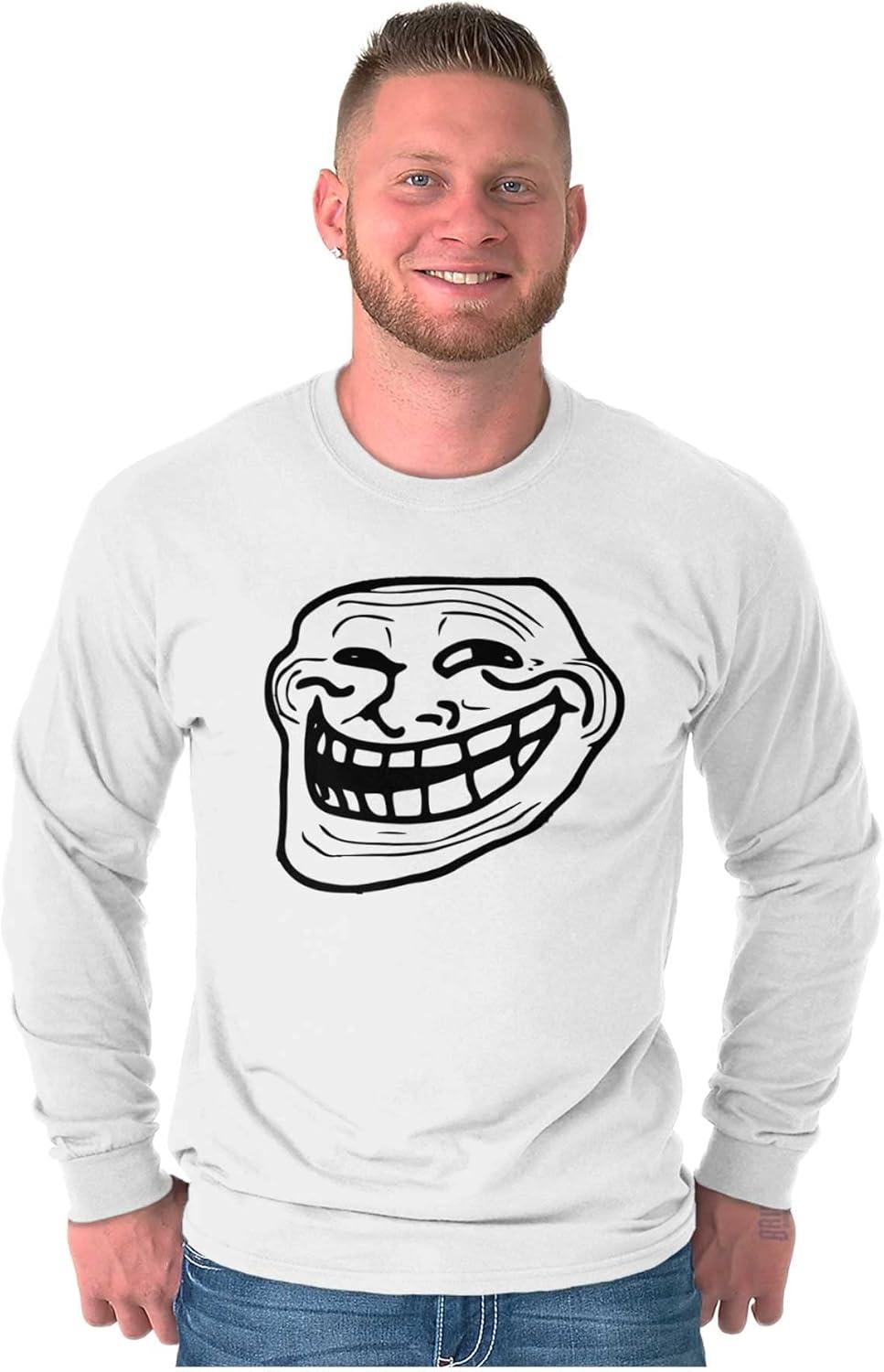 imageTroll Face Original Meme Smile Mad Long Sleeve Tshirt Men WomenWhite