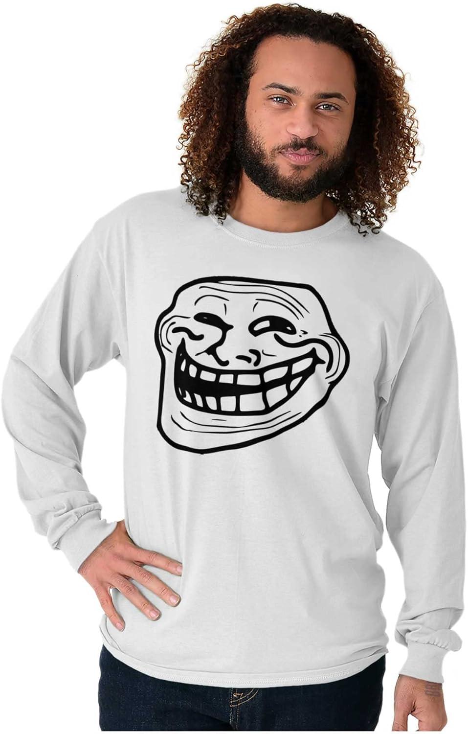 imageTroll Face Original Meme Smile Mad Long Sleeve Tshirt Men WomenWhite