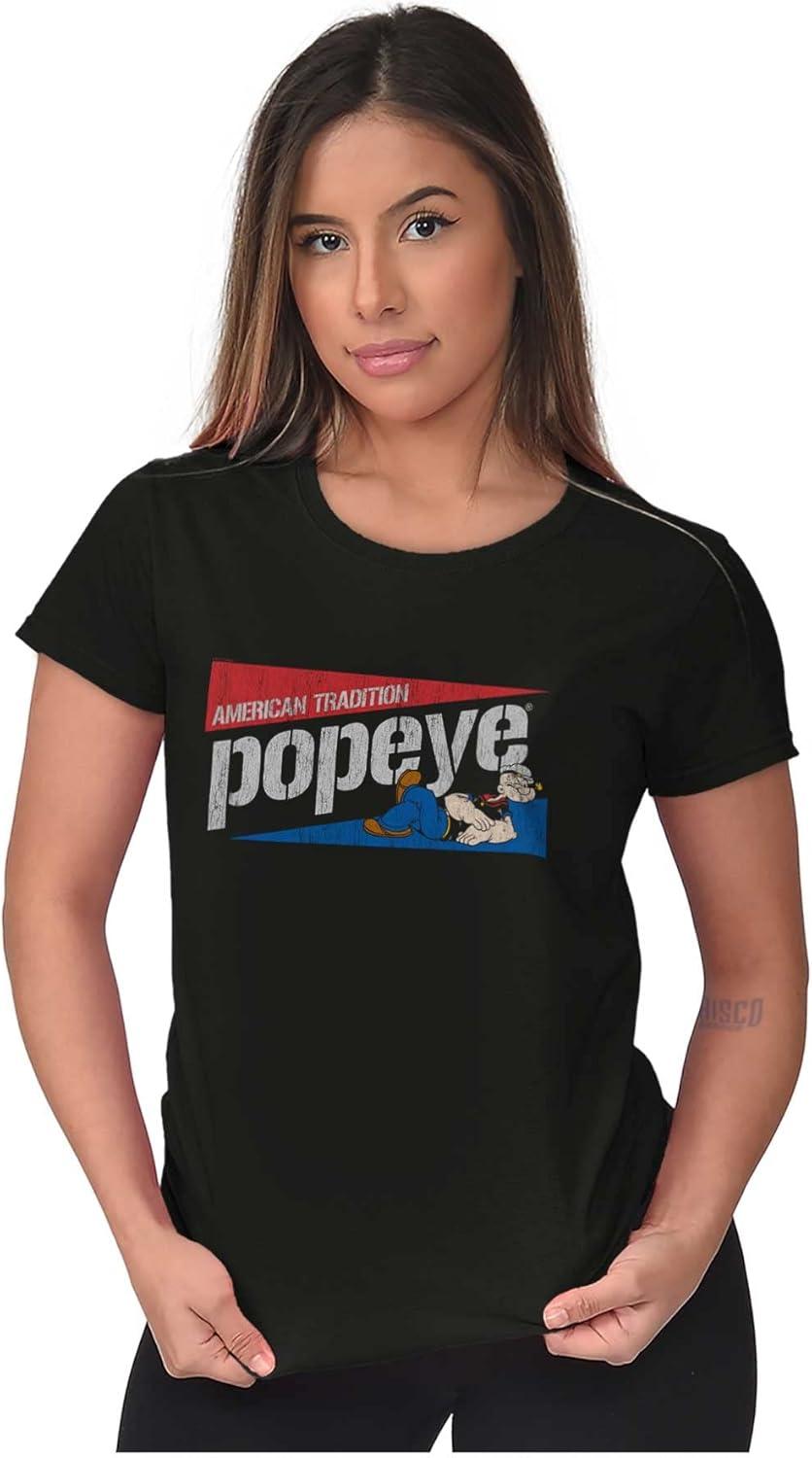 imageVintage Popeye American Tradition Womens Slim Fit Graphic TeeBlack