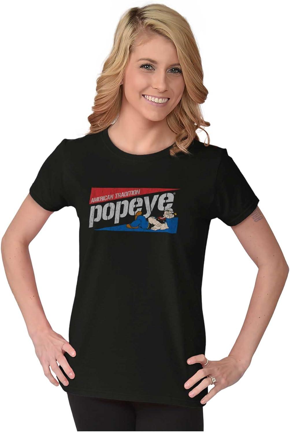 imageVintage Popeye American Tradition Womens Slim Fit Graphic TeeBlack
