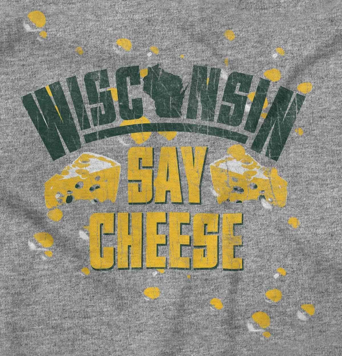 imageWisconsin Say Cheese State Shape Baby Romper Boys or GirlsHeather