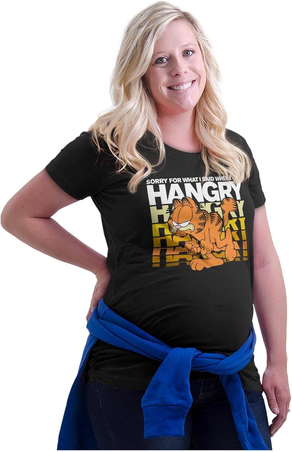 imageWomens Maternity Funny Garfield Hangry Attitude T Shirt TeeBlack