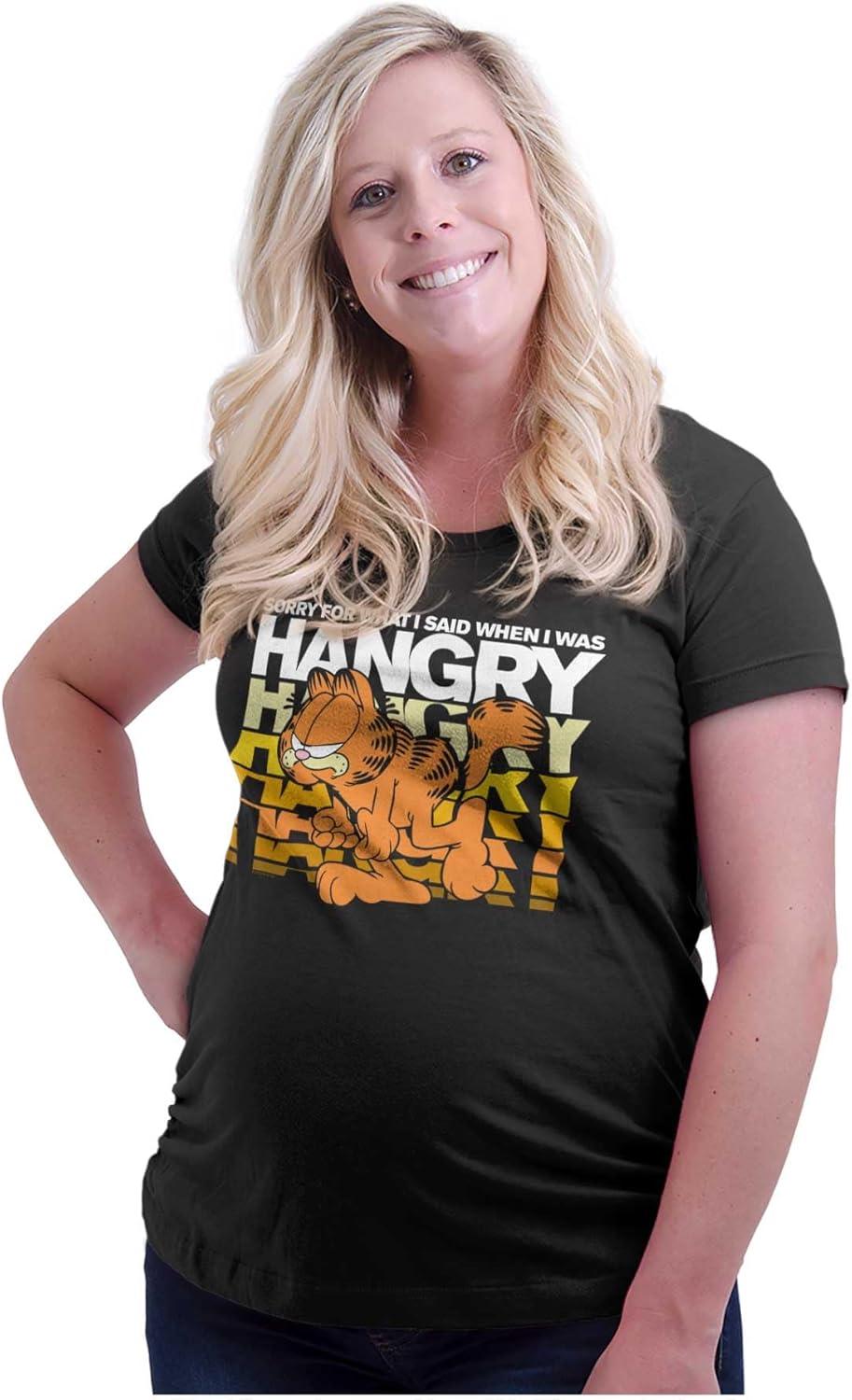 imageWomens Maternity Funny Garfield Hangry Attitude T Shirt TeeBlack