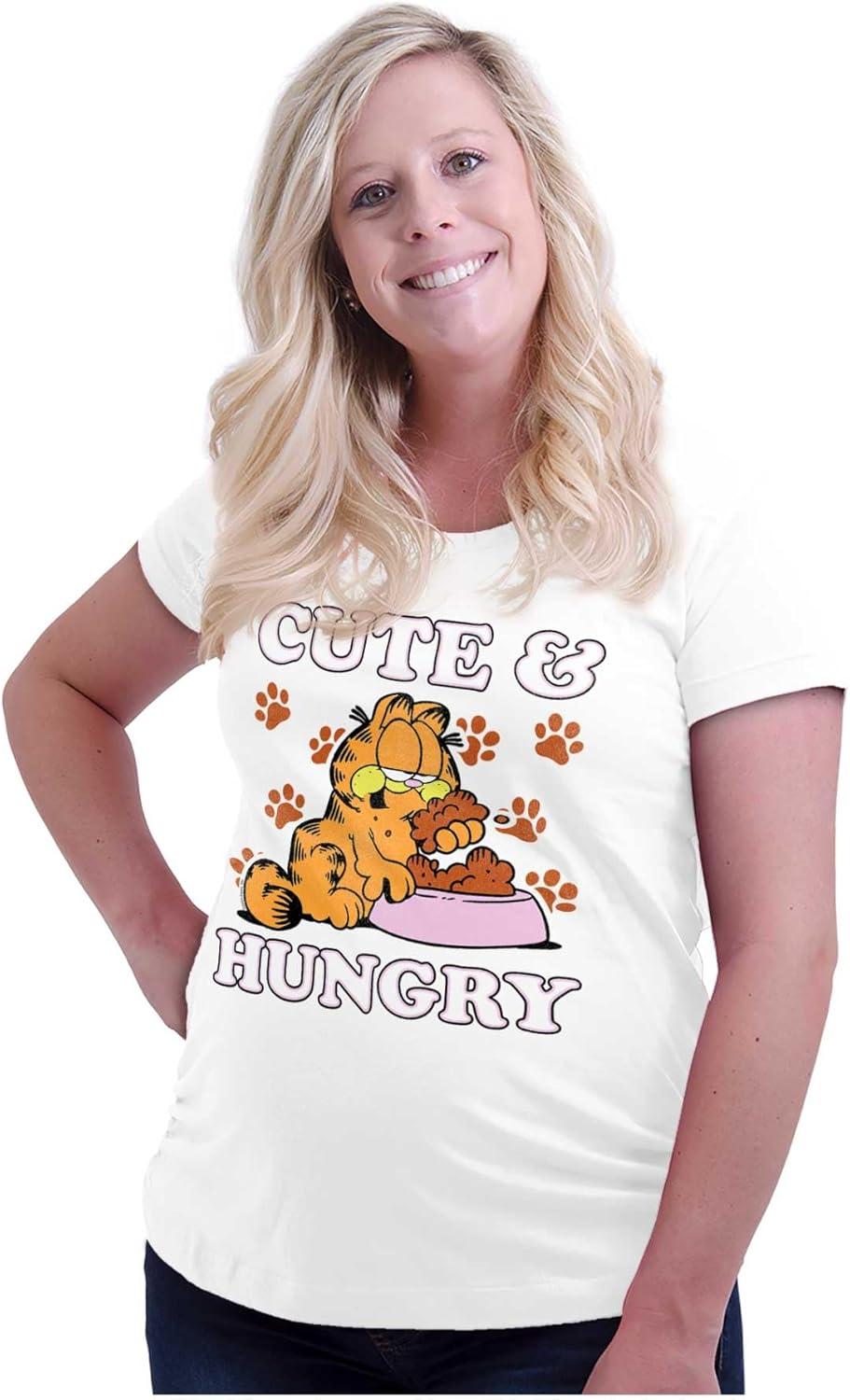 imageWomens Maternity Garfield Cartoon Cute and Hungry T Shirt Tee