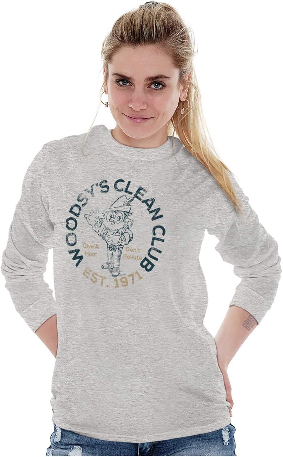 imageWoodsy Owl Clean Club Dont Pollute Long Sleeve Tshirt Men WomenSport Grey
