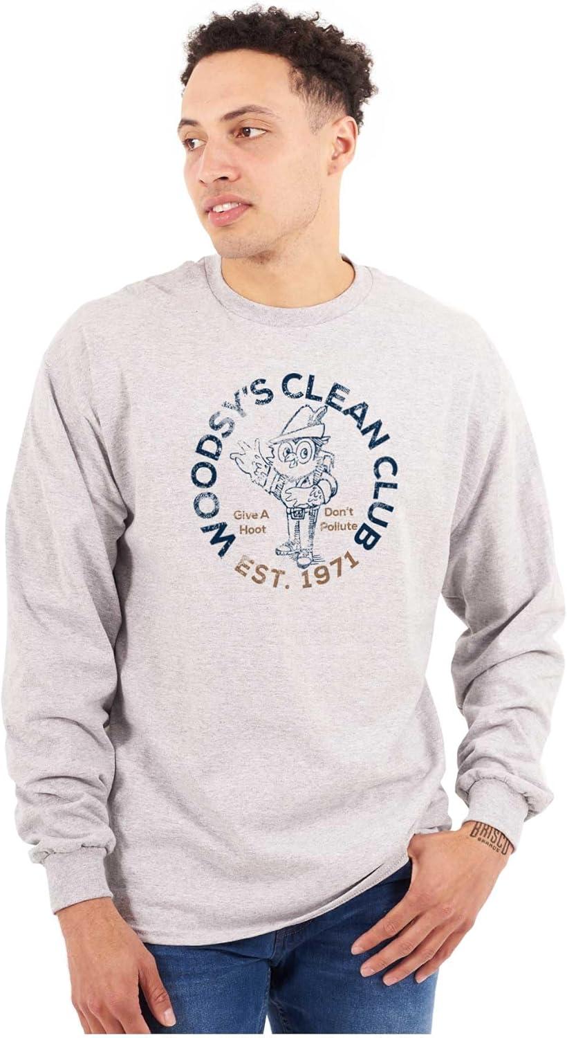 imageWoodsy Owl Clean Club Dont Pollute Long Sleeve Tshirt Men WomenSport Grey