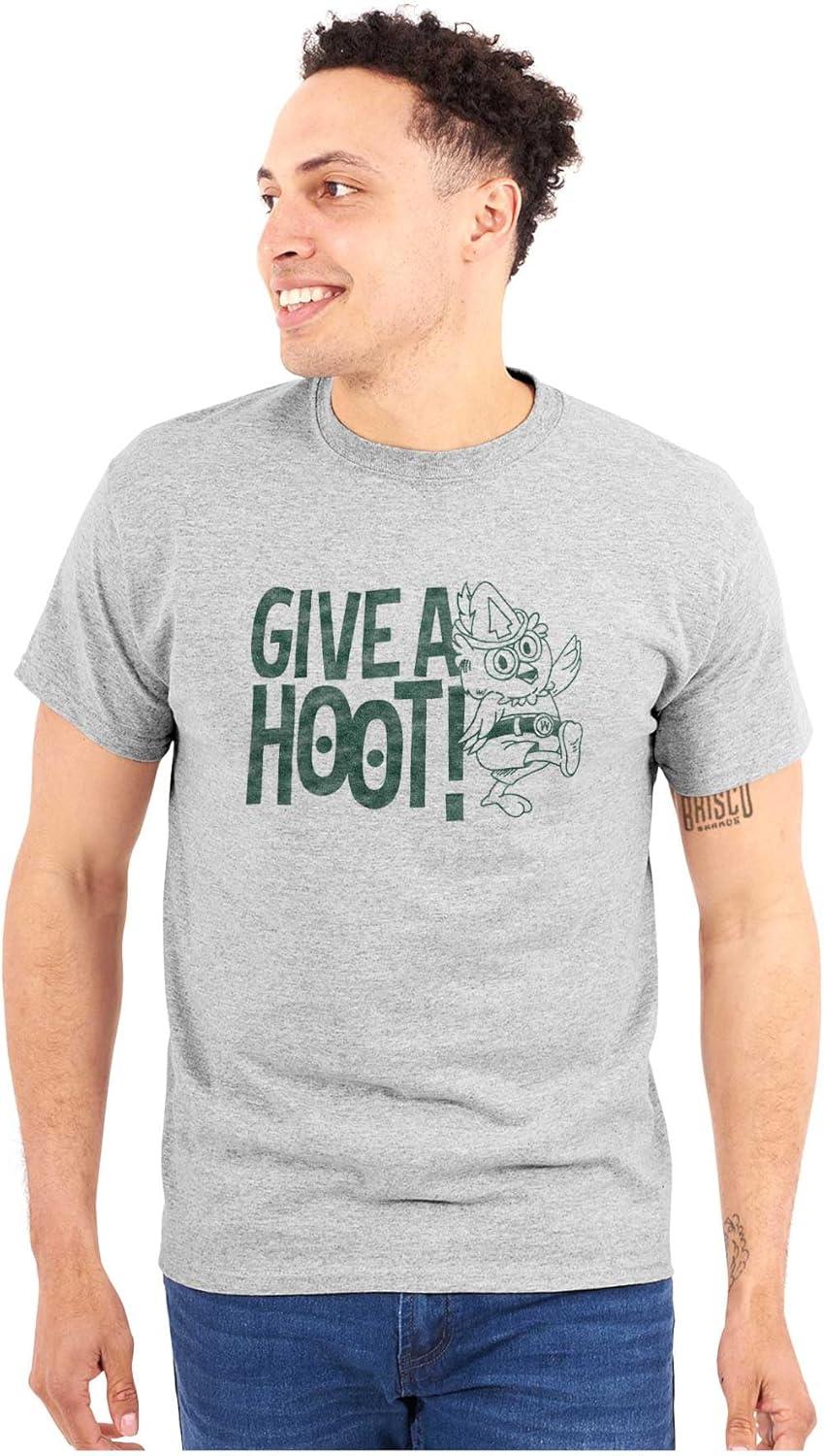 imageWoodsy Owl Slogan Give a Hoot Graphic T Shirt Men or WomenSport Grey