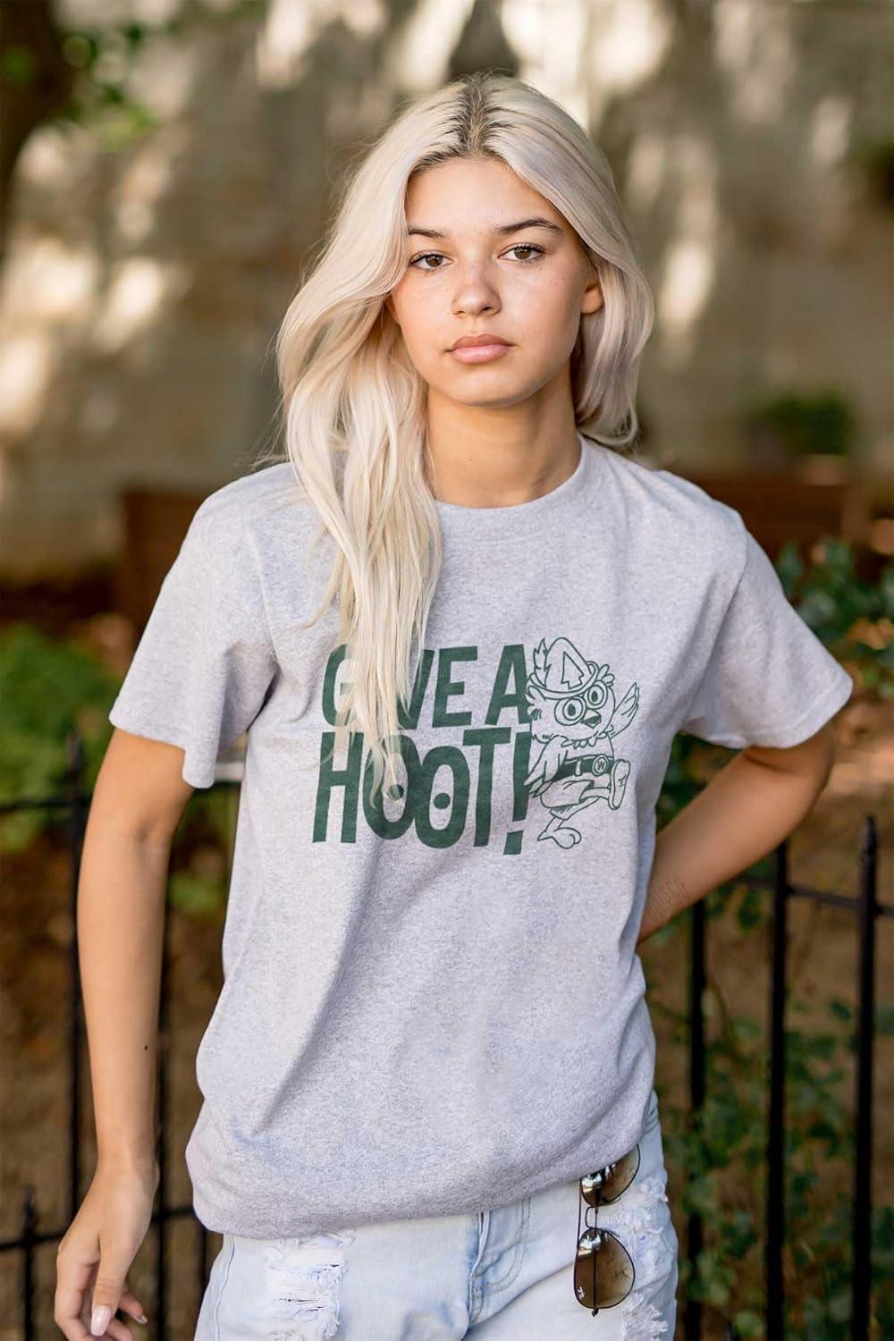 imageWoodsy Owl Slogan Give a Hoot Graphic T Shirt Men or WomenSport Grey