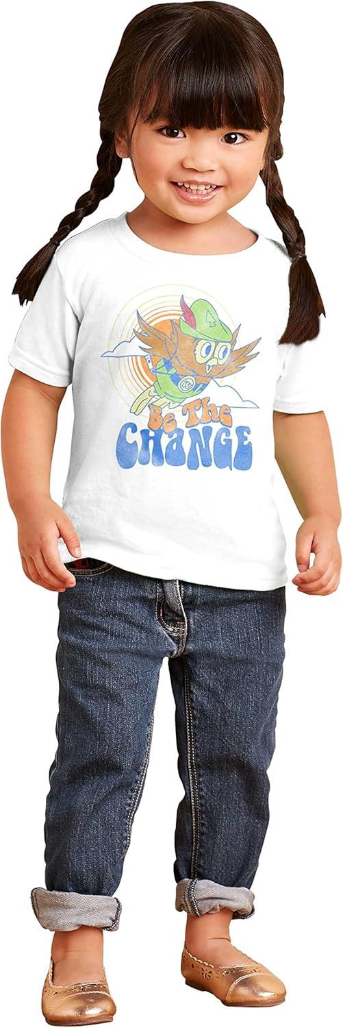 imageWoodsy Owl Vintage Be The Change Toddler Boy Girl T ShirtWhite