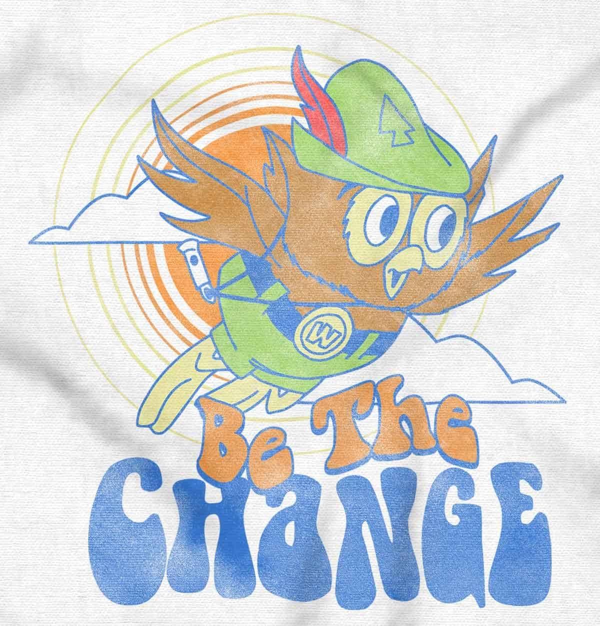 imageWoodsy Owl Vintage Be The Change Toddler Boy Girl T ShirtWhite