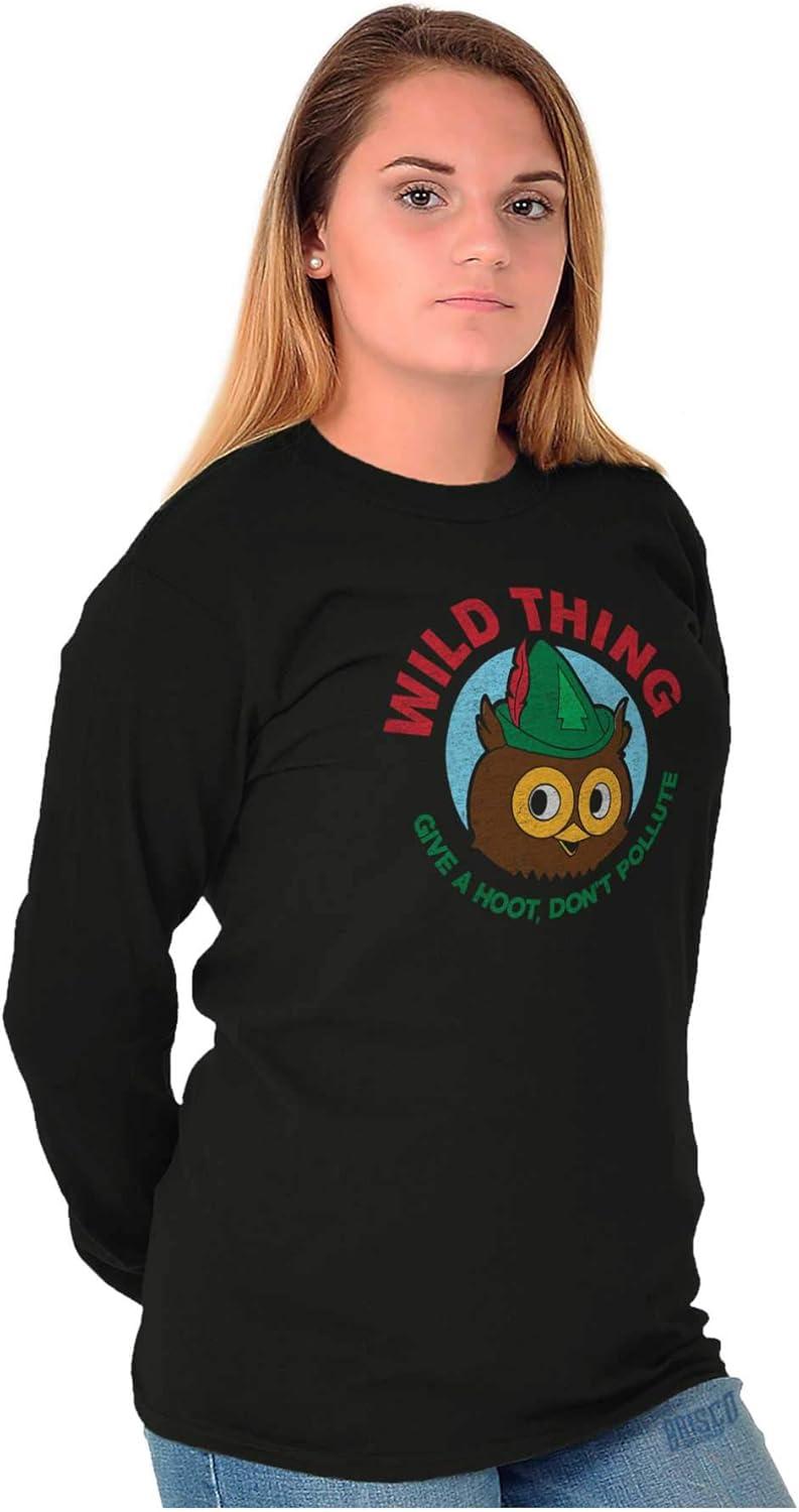 imageWoodsy Owl Wild Thing Dont Pollute Long Sleeve Tshirt Men WomenBlack