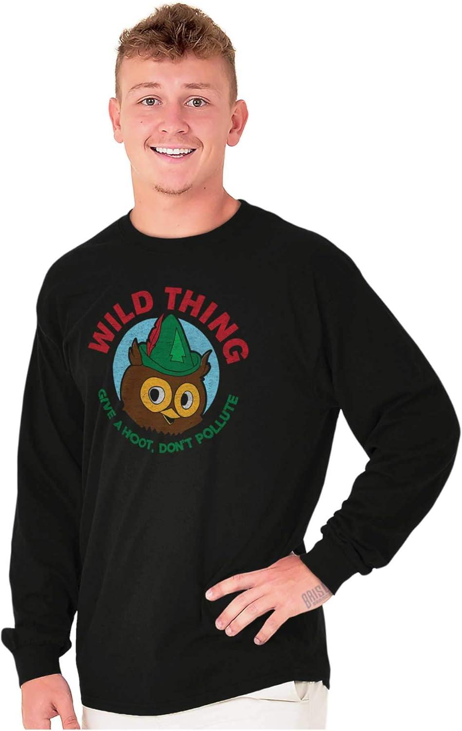 imageWoodsy Owl Wild Thing Dont Pollute Long Sleeve Tshirt Men WomenBlack