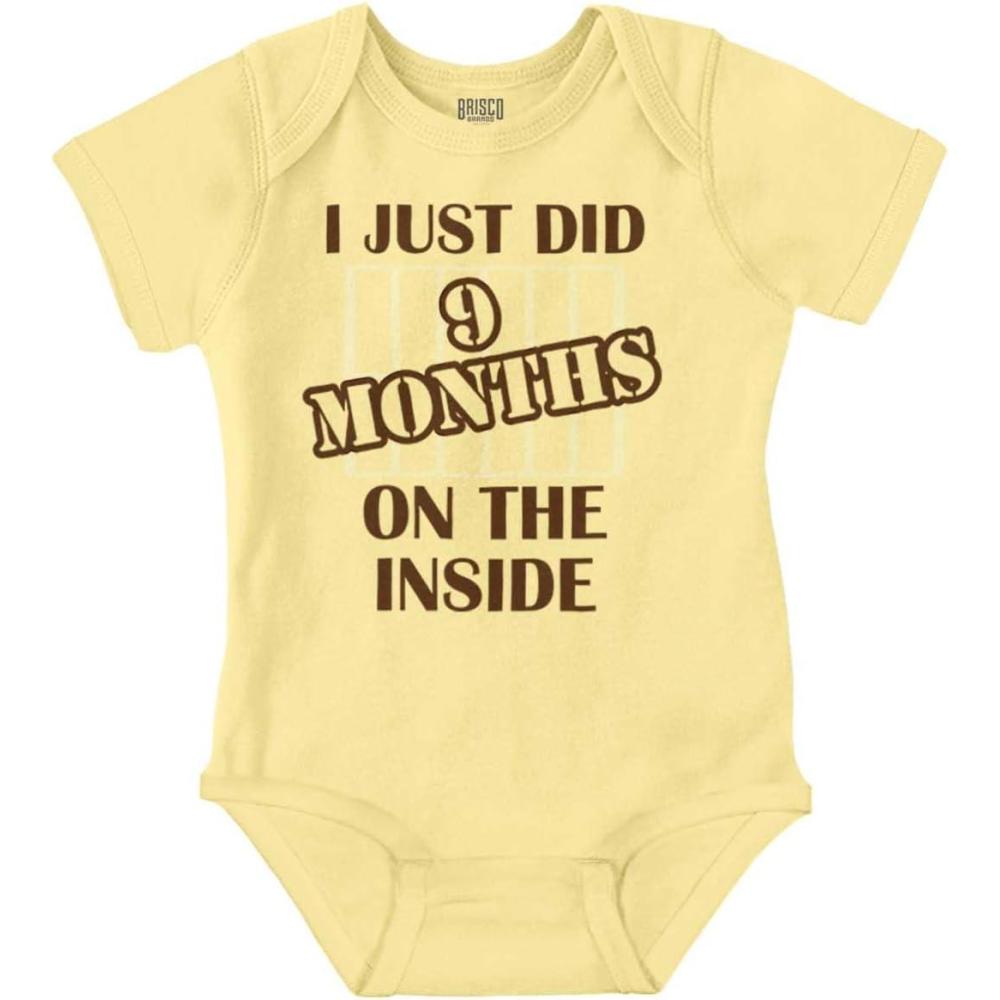 imageBrisco Brands 9 Months Inside Resisting A Rest Funny Baby Romper Boys or Girls9 Months Inside Banana