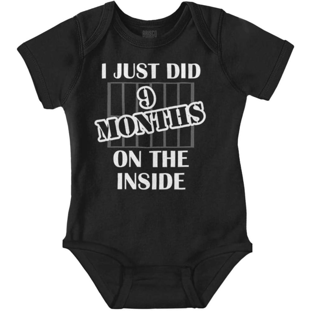 imageBrisco Brands 9 Months Inside Resisting A Rest Funny Baby Romper Boys or Girls9 Months Inside Black