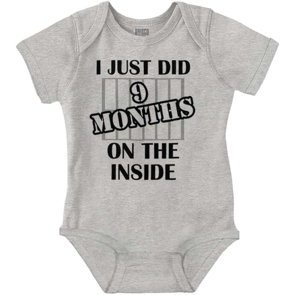 imageBrisco Brands 9 Months Inside Resisting A Rest Funny Baby Romper Boys or Girls9 Months Inside Heather