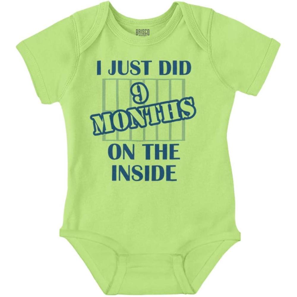 imageBrisco Brands 9 Months Inside Resisting A Rest Funny Baby Romper Boys or Girls9 Months Inside Key Lime