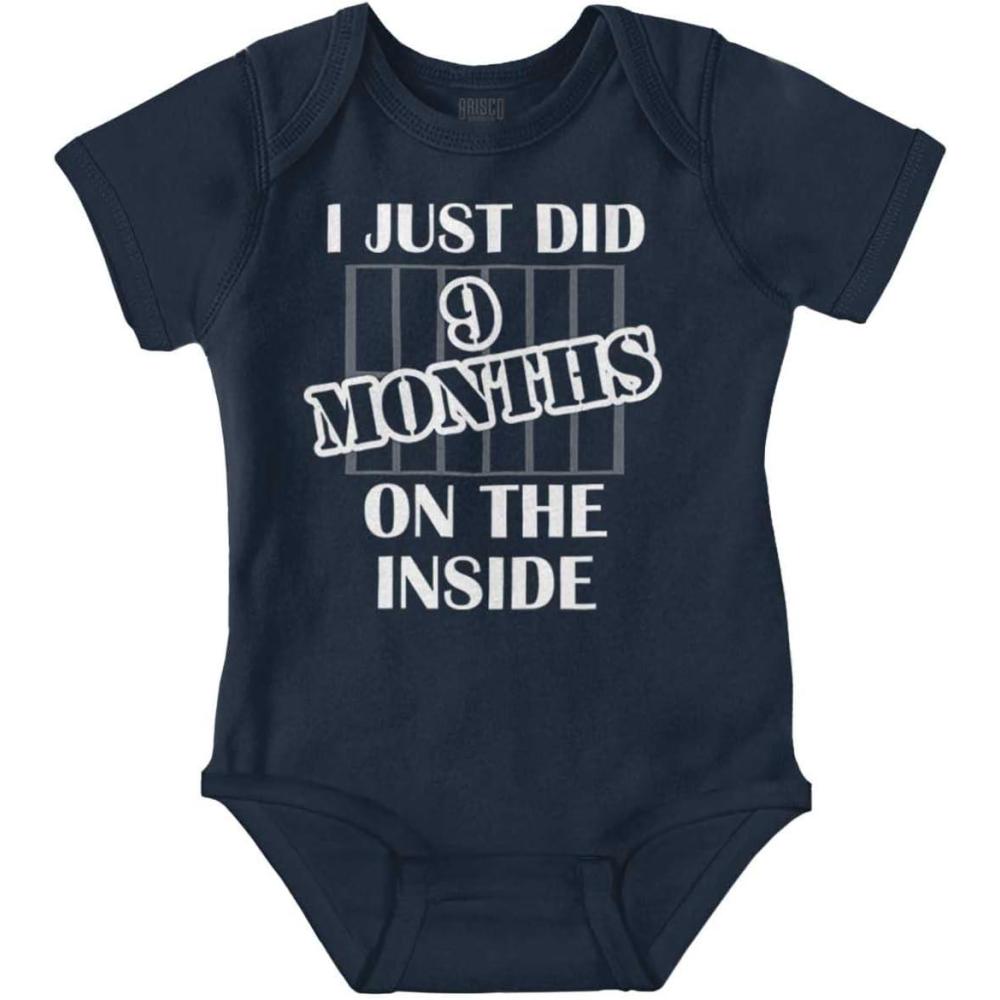 imageBrisco Brands 9 Months Inside Resisting A Rest Funny Baby Romper Boys or Girls9 Months Inside  Navy