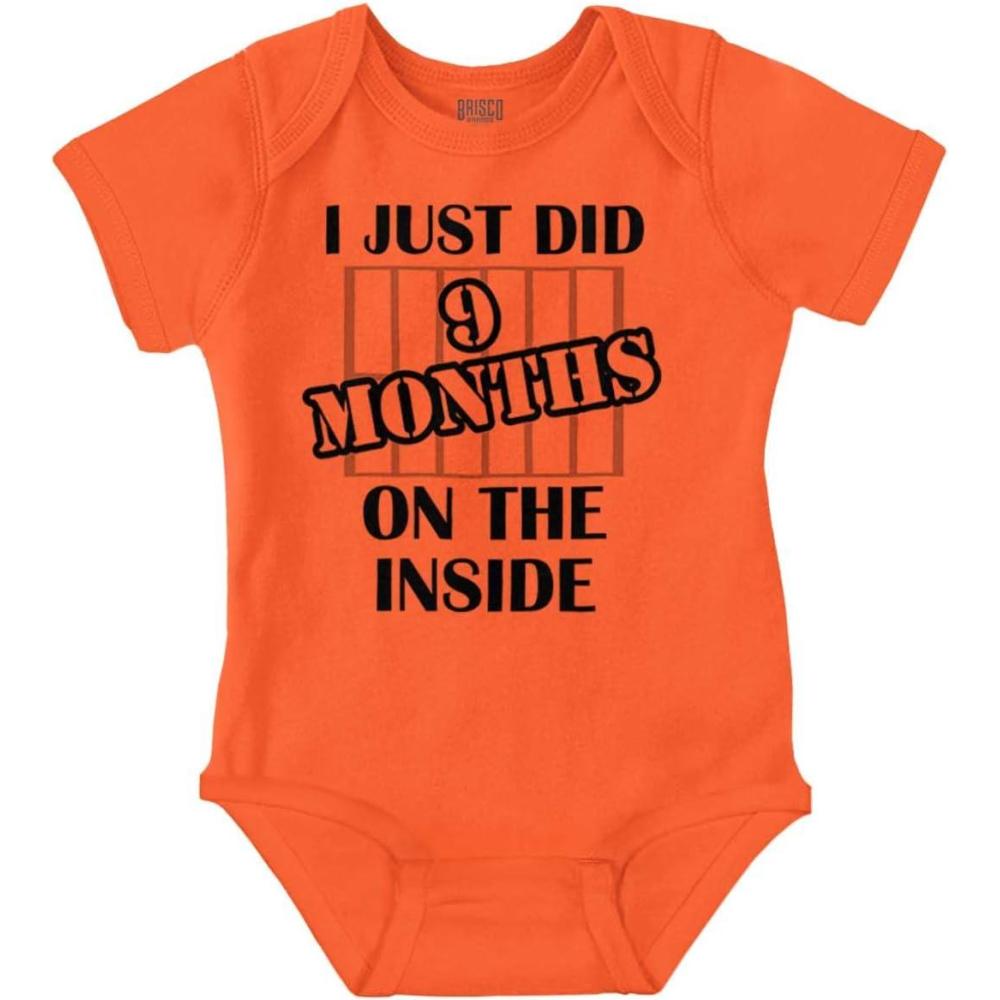 imageBrisco Brands 9 Months Inside Resisting A Rest Funny Baby Romper Boys or Girls9 Months Inside  Orange