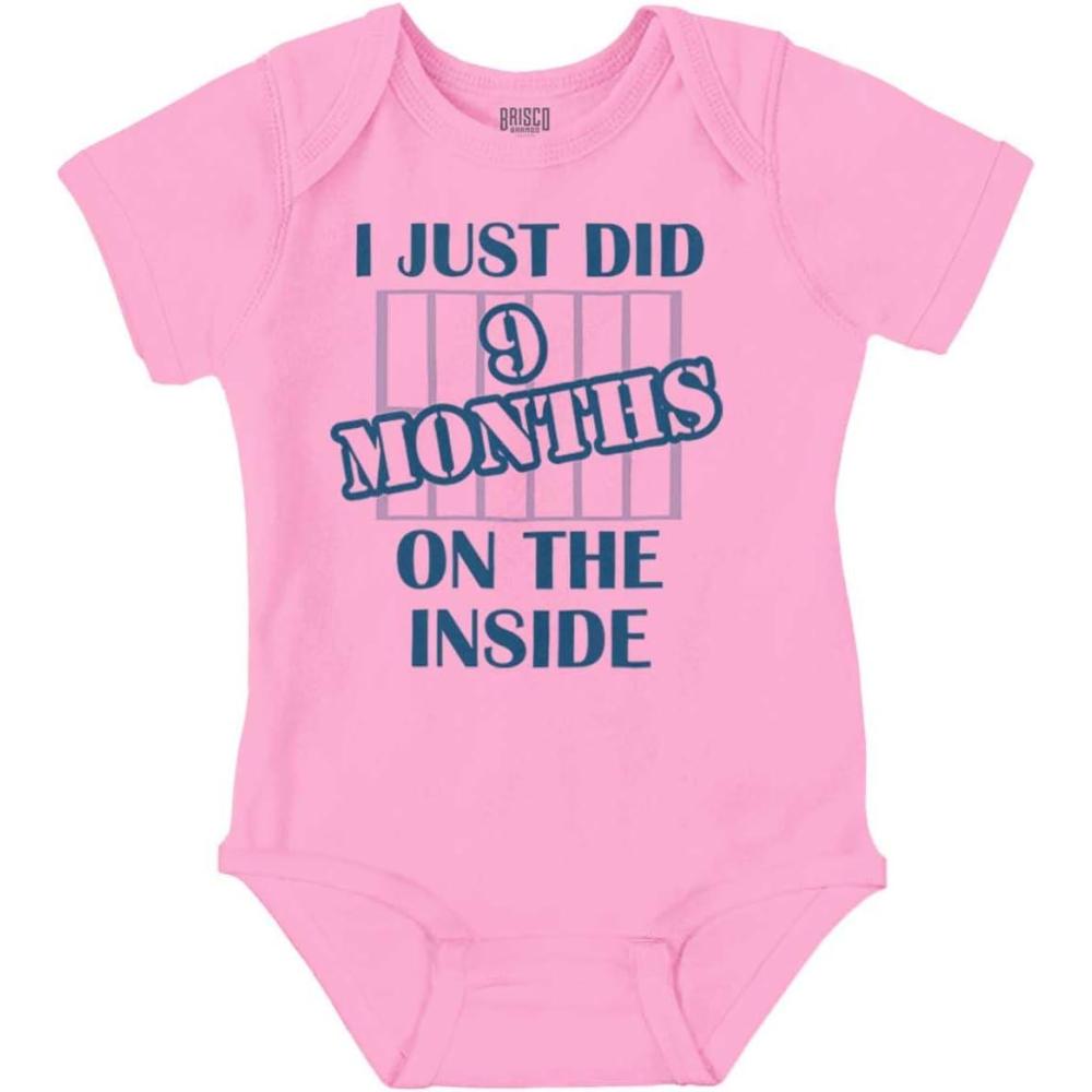 imageBrisco Brands 9 Months Inside Resisting A Rest Funny Baby Romper Boys or Girls9 Months Inside  Pink