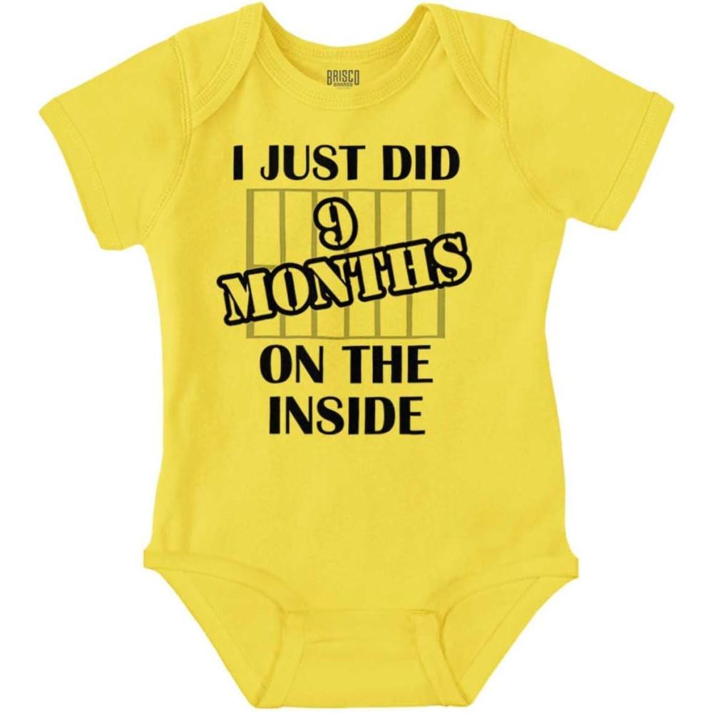 imageBrisco Brands 9 Months Inside Resisting A Rest Funny Baby Romper Boys or Girls9 Months Inside  Zest