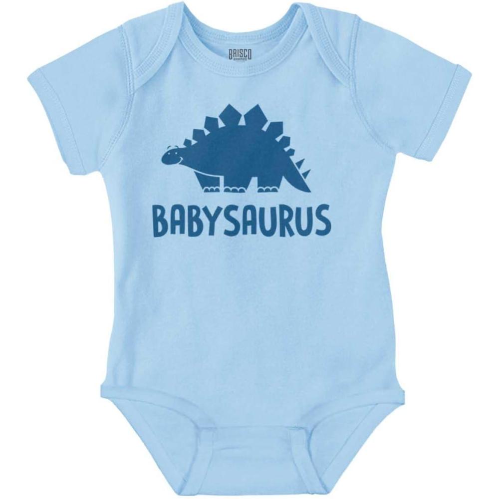 imageBrisco Brands Babysaurus Adorable Little Dinosaur Baby Bodysuit Jumper BoysLight Blue