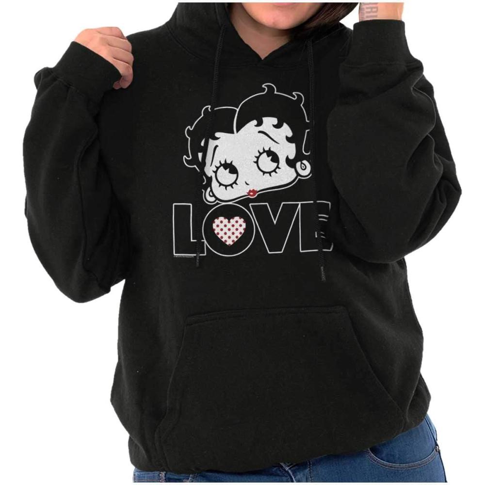 imageBrisco Brands Betty Boop Love Cute Girly Cartoon Hoodie Sweatshirt WomenBlack