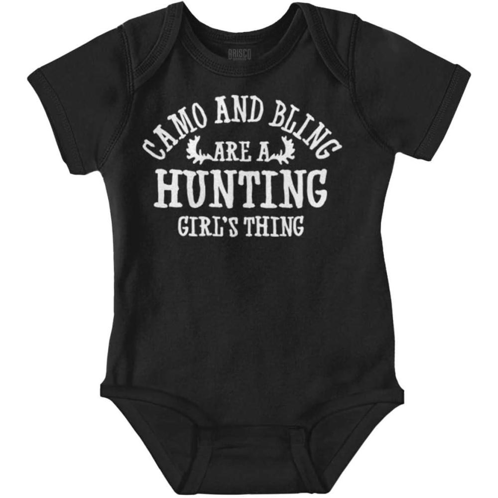 imageBrisco Brands Camo Bling Hunting Girls Thing Baby Bodysuit Jumper GirlsBlack