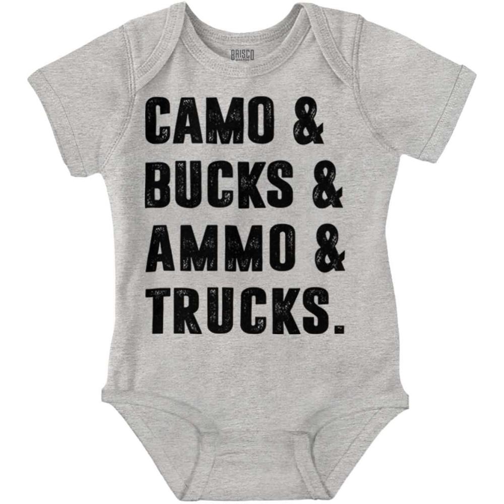 imageBrisco Brands Camo Bucks Trucks Cute Hunter Son Baby Bodysuit Jumper BoysHeather