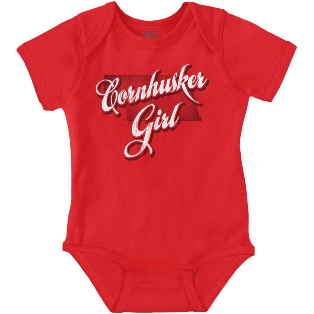 imageBrisco Brands Cornhusker Girl Cute Nebraska Pride Baby Bodysuit Jumper GirlsRed
