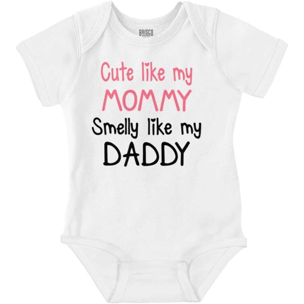 imageBrisco Brands Cute like Mommy Smelly like Daddy Baby Bodysuit Jumper GirlsWhite