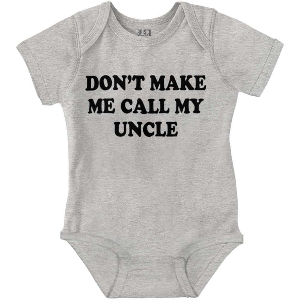 imageBrisco Brands Dont Make Me Call My Uncle Baby Romper Boys or GirlsHeather