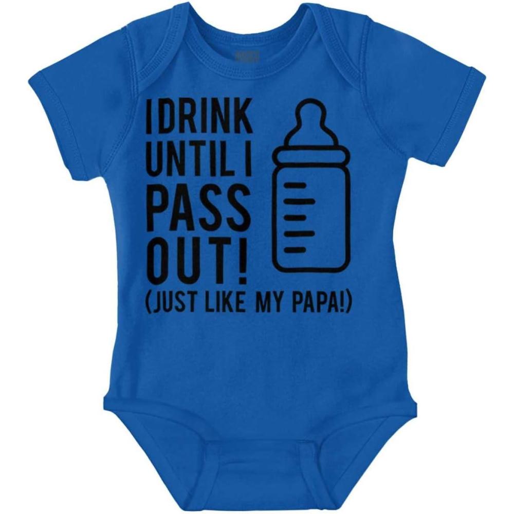 imageBrisco Brands Drink Until Pass Out Just Like Papa Baby Romper Boys or GirlsRoyal