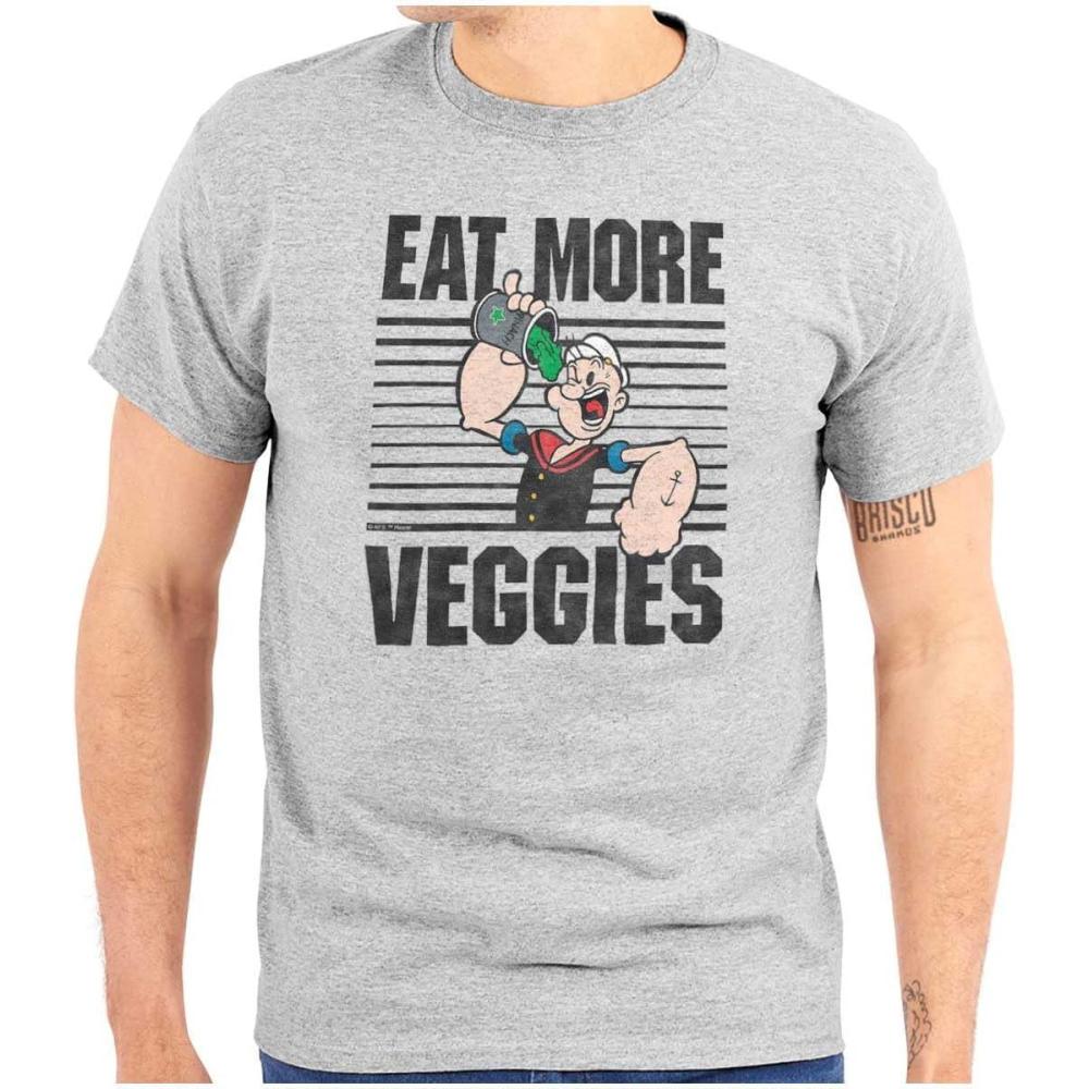 imageBrisco Brands Eat More Veggies Popeye The Sailor Graphic T Shirt Men or WomenSport Grey