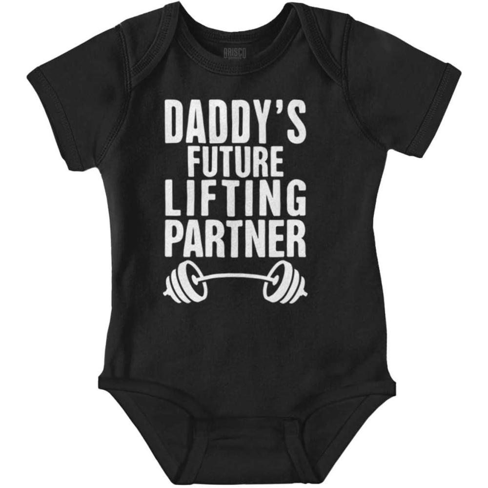 imageBrisco Brands Fathers Day Daddys Future Gym Partner Baby Bodysuit Jumper BoysBlack