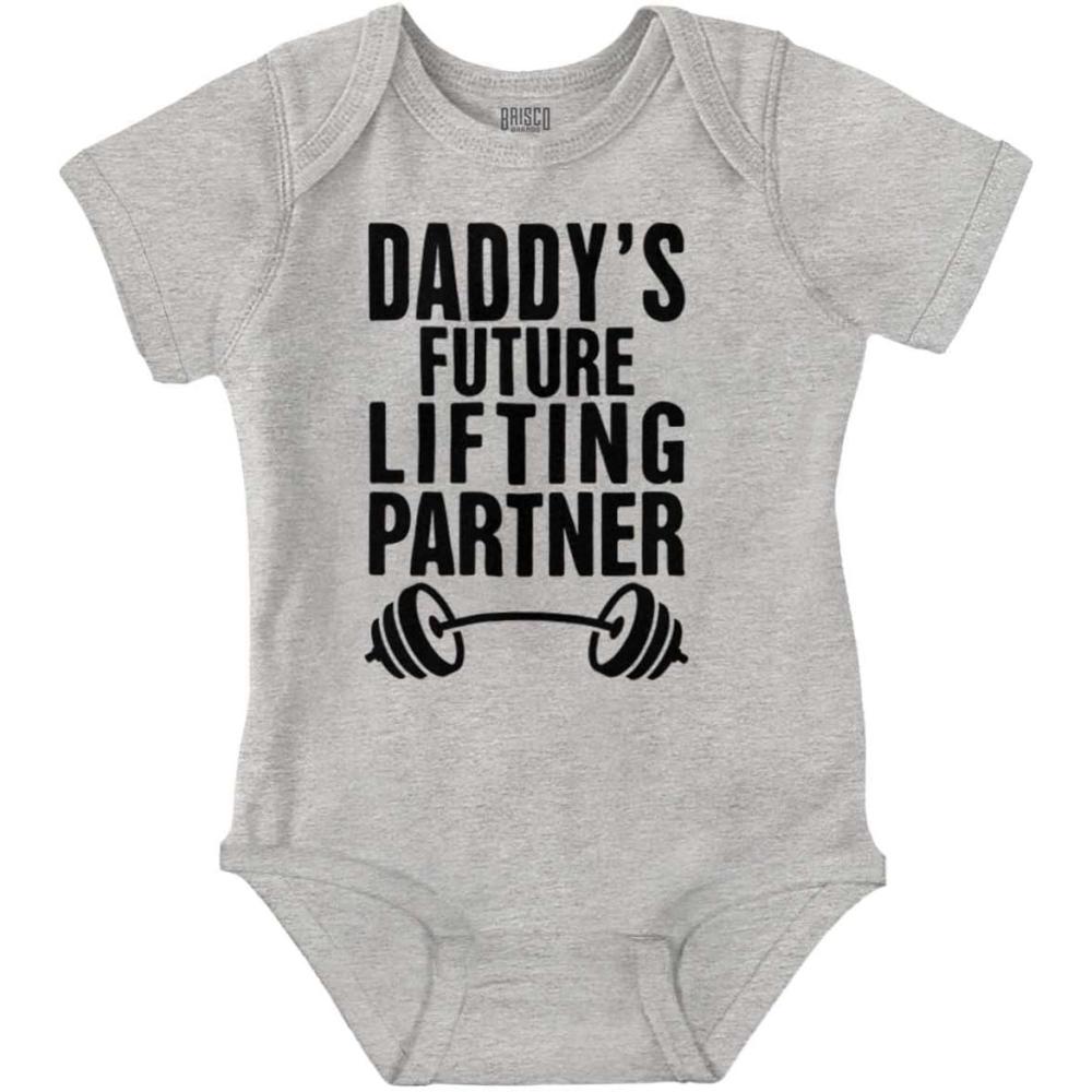 imageBrisco Brands Fathers Day Daddys Future Gym Partner Baby Bodysuit Jumper BoysHeather