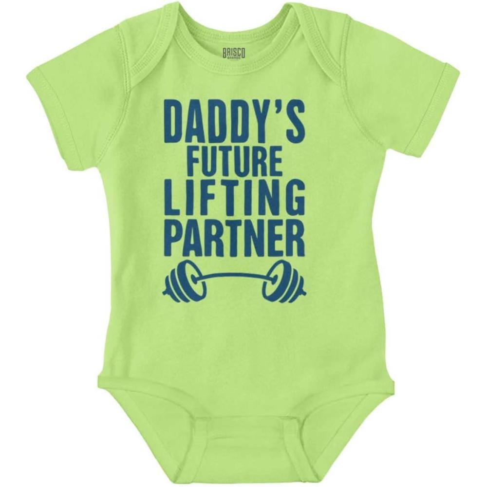 imageBrisco Brands Fathers Day Daddys Future Gym Partner Baby Bodysuit Jumper BoysKey Lime
