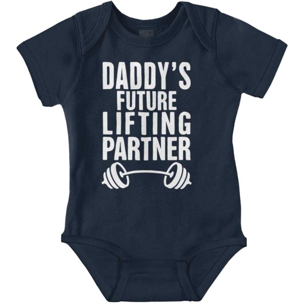imageBrisco Brands Fathers Day Daddys Future Gym Partner Baby Bodysuit Jumper BoysNavy